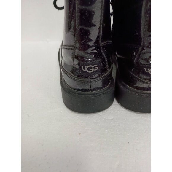 UGG Robbley Glitter Combat Boots Girls Size 1 Black Chunky Outdoor Shoes - Picture 7 of 11
